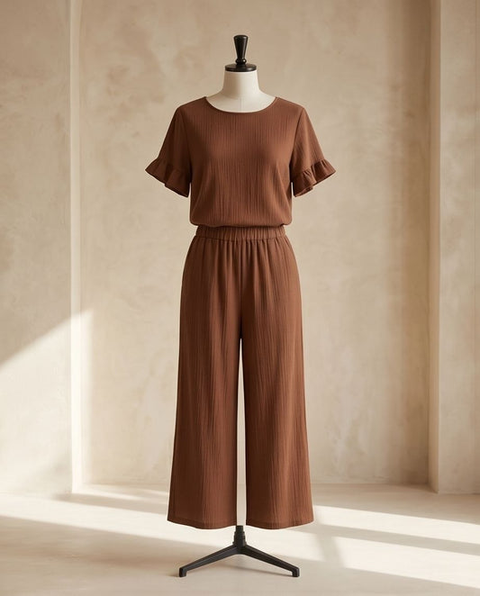 Completo in viscosa leggera – Marrone