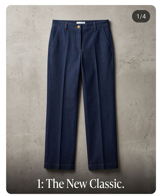 Jeans comodo a palazzo blu