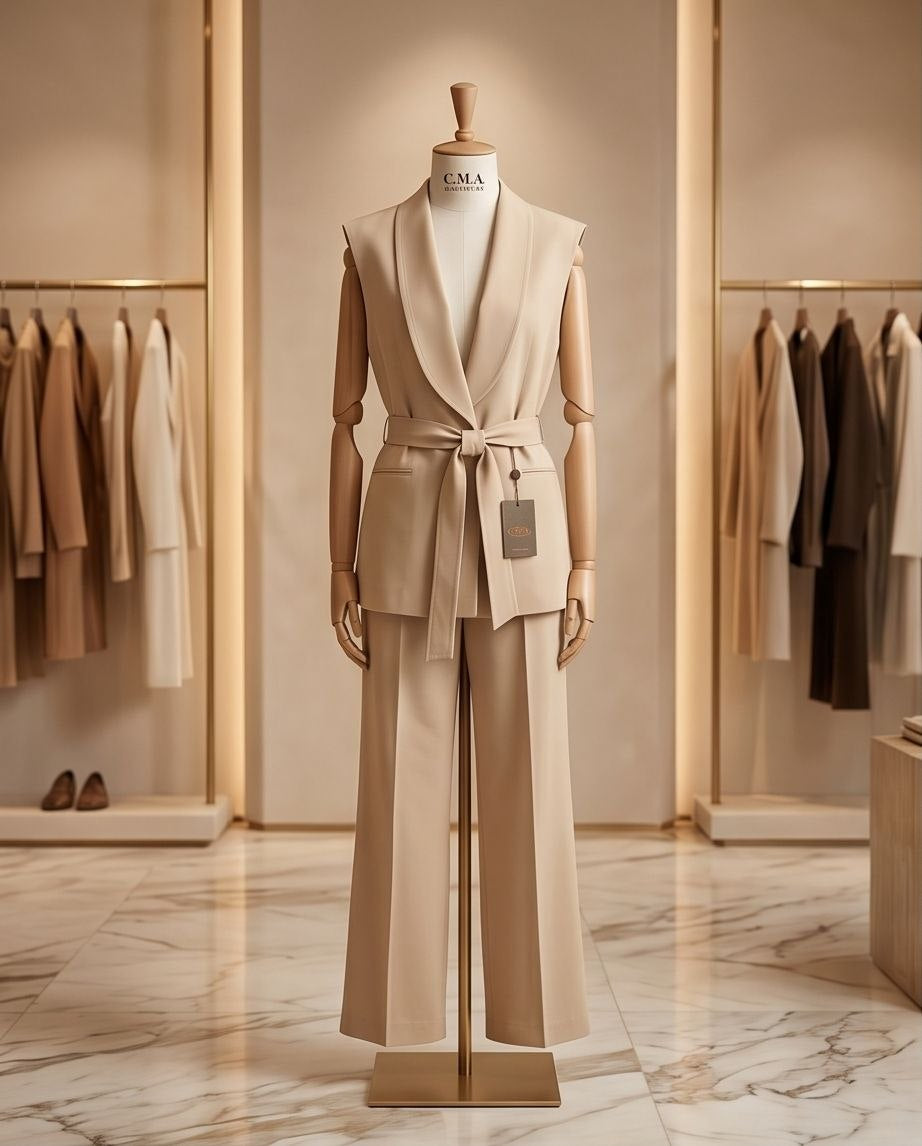 Completo Beige Misto Viscosa e Lino