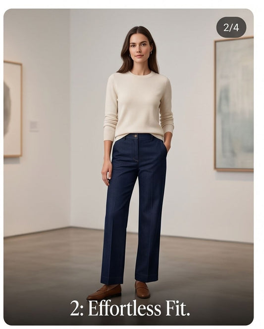 Jeans comodo a palazzo blu